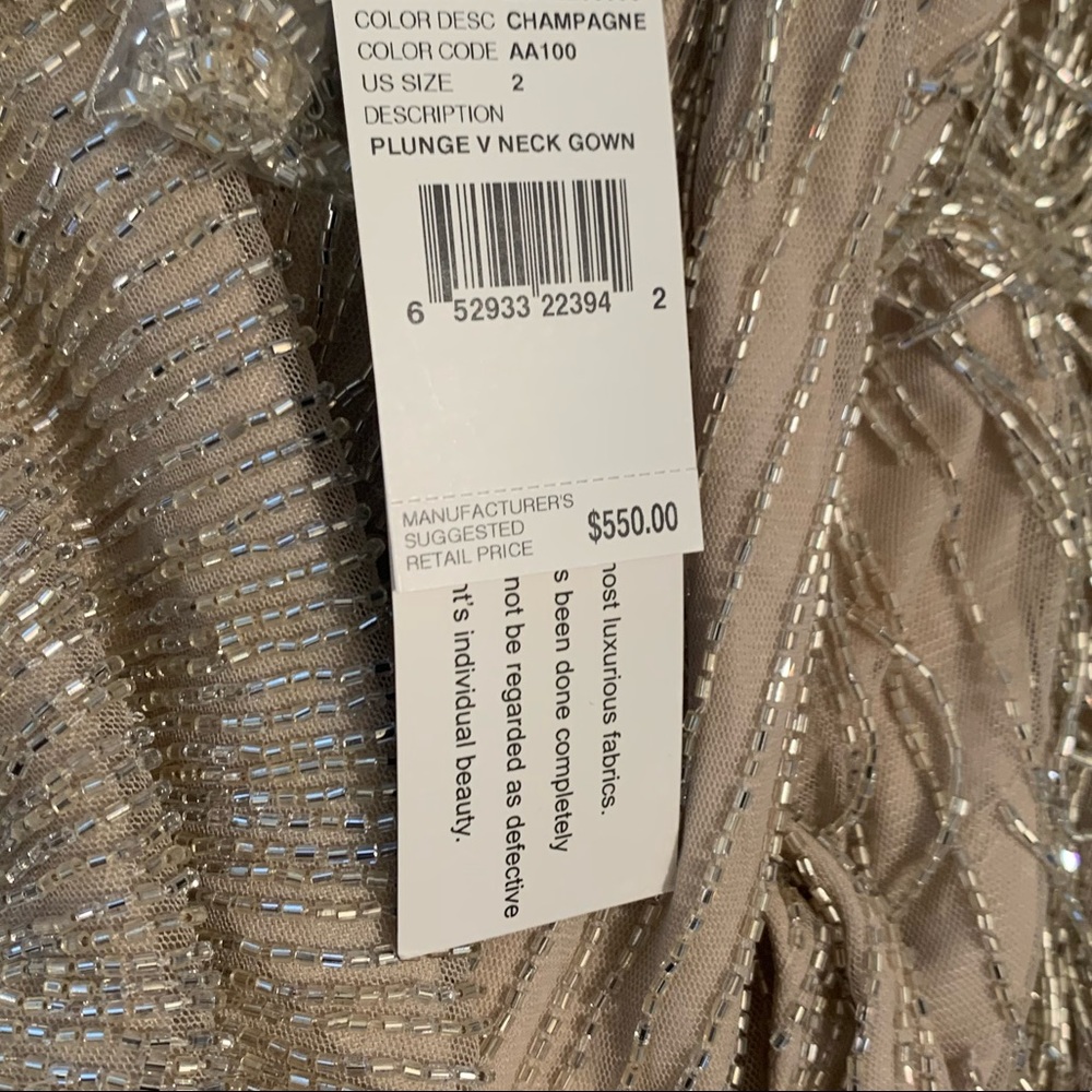 Aidan Mattox fringes V-Neckline sleeveless beaded gown dress - Picture 7 of 16